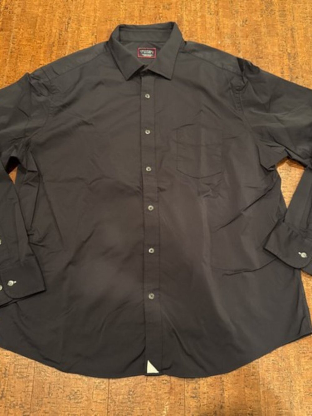 Untuckit Men’s XXL 2XL Solid Black Nylon Long Sleeve Button Down Shirt